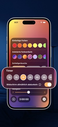 Schlaf-Timer & Auto-Dimmen
